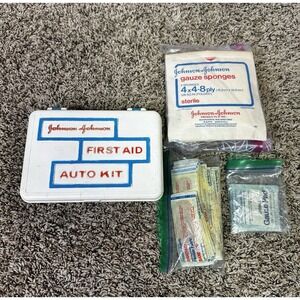 Vintage Johnson & Johnson First Aid Auto Kit With Contents
